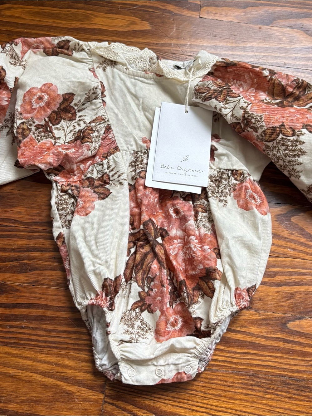 bebe organic Hana Floral cord Romper wallpaper florals